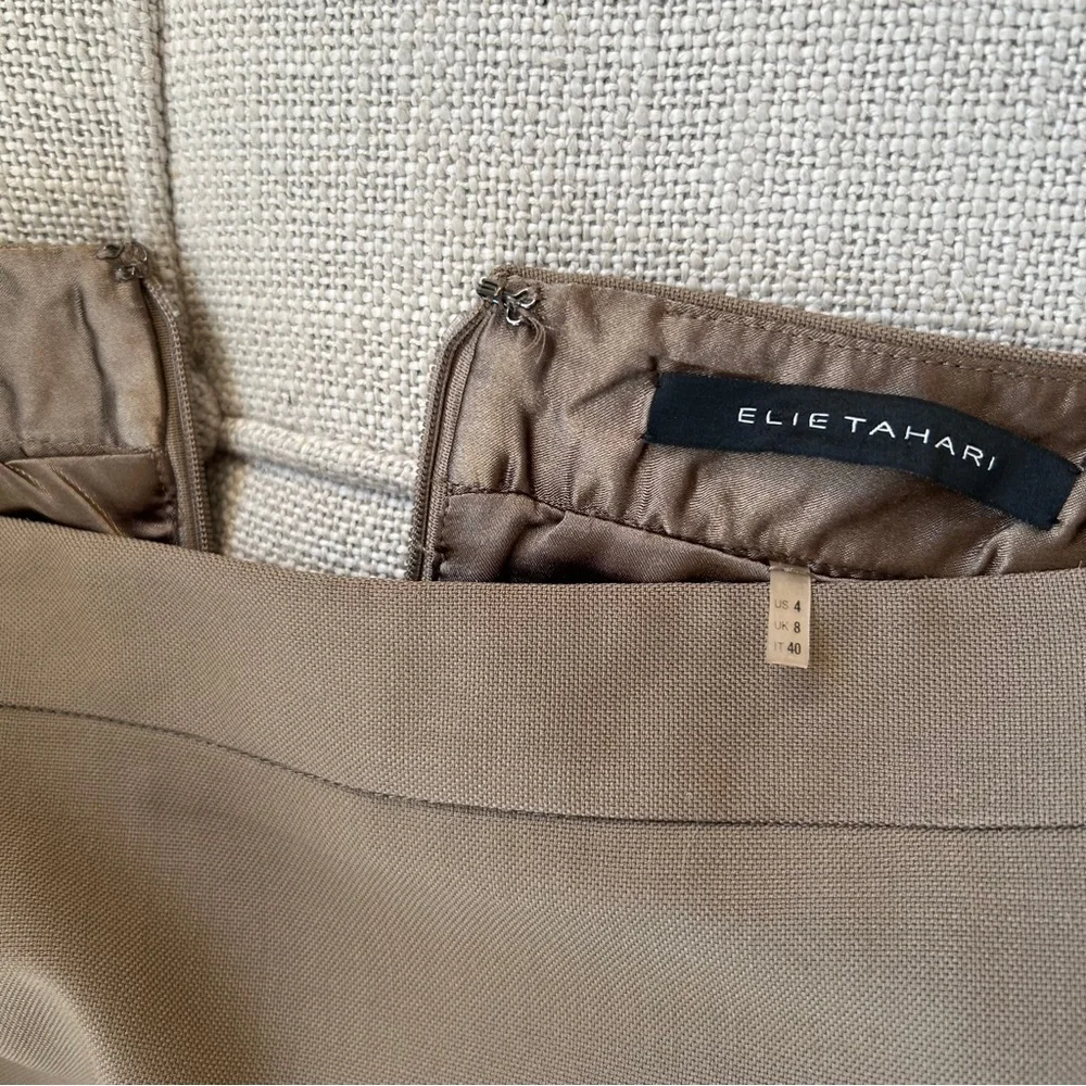 Elie Tahari Wool Suit with Leather Trim - Picture 8 of 14